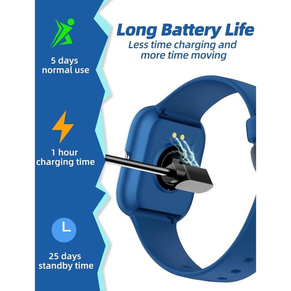 🆕 Kids Smart Watch Blue Fitness Activity Tracker Heart Rate Sleep Pedometers - Picture 7 of 14